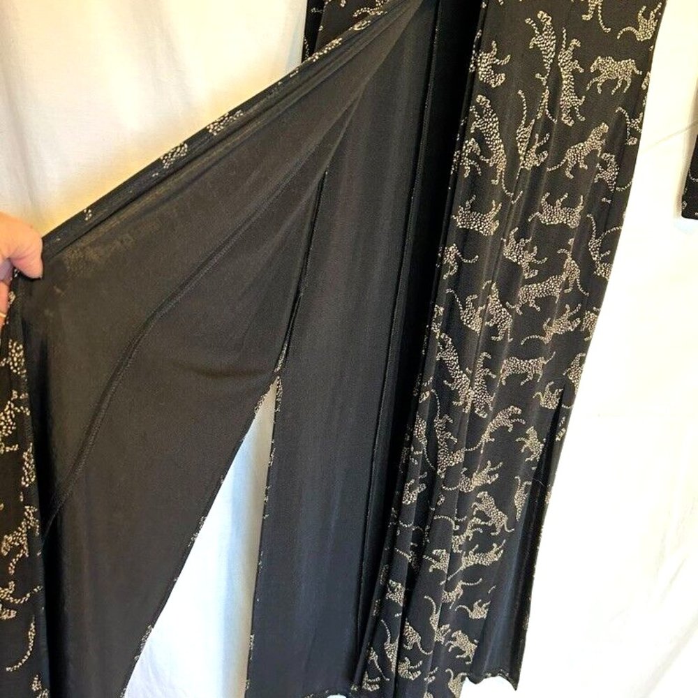Cache Black Animal Print Long 7-Buttons Down Long… - image 3